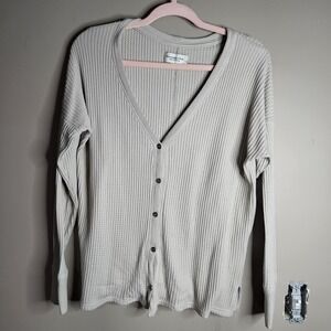 Abercrombie & Fitch Beige Waffle-Knit Cardigan Sweater Women Long Sleeve L